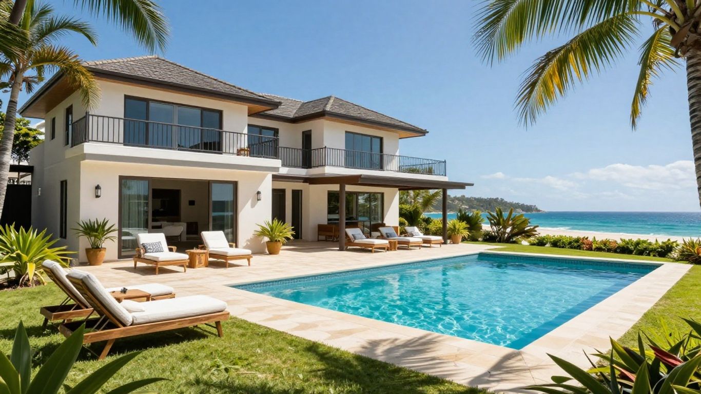 Luxury Gold Coast holiday house with pool and ocean view.