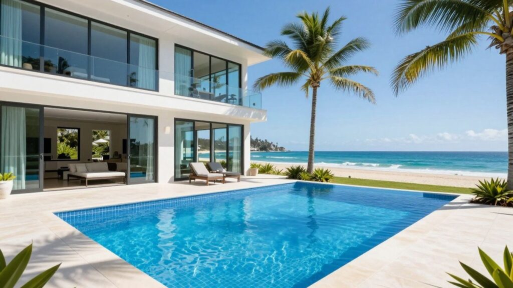 Luxury Gold Coast holiday house with pool and ocean view.
