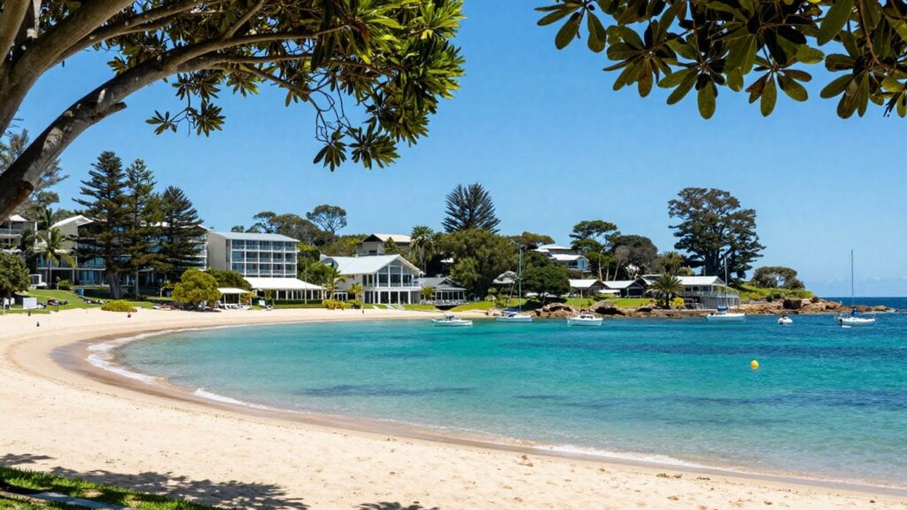 Oaks Nelson Bay resort overlooking Port Stephens waters.
