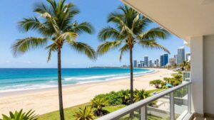 Luxury Broadbeach holiday rental with ocean and skyline views.