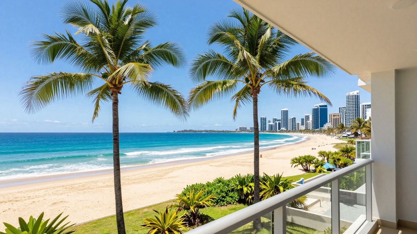Luxury Broadbeach holiday rental with ocean and skyline views.