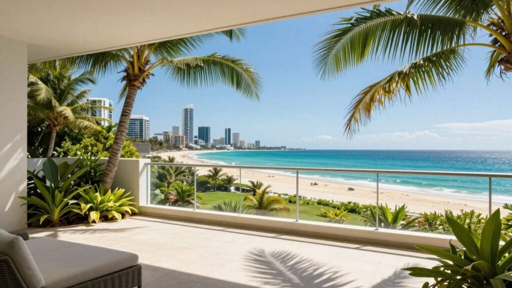 Broadbeach apartment balcony with ocean view
